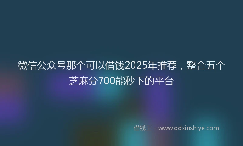 微信公众号那个可以借钱2025年推荐，整合五个芝麻分700能秒下的平台