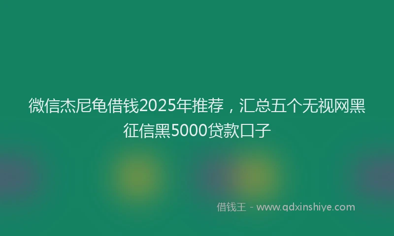 微信杰尼龟借钱2025年推荐，汇总五个无视网黑征信黑5000贷款口子