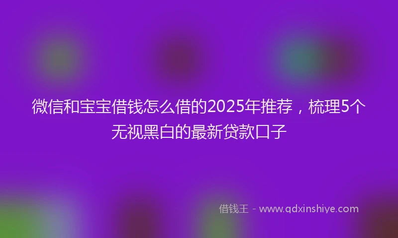 微信和宝宝借钱怎么借的2025年推荐，梳理5个无视黑白的最新贷款口子