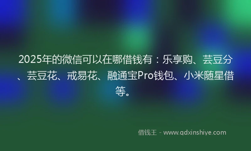2025年的微信可以在哪借钱有：乐享购、芸豆分、芸豆花、戒易花、融通宝Pro钱包、小米随星借等。