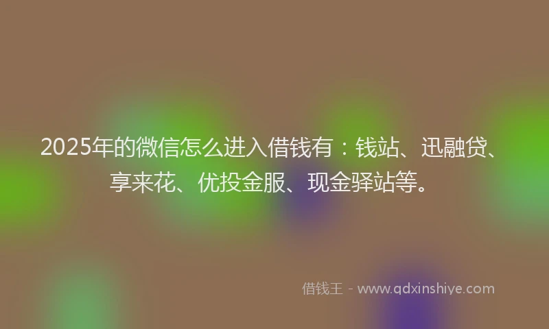 2025年的微信怎么进入借钱有：钱站、迅融贷、享来花、优投金服、现金驿站等。