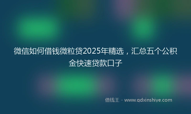 微信如何借钱微粒贷2025年精选，汇总五个公积金快速贷款口子