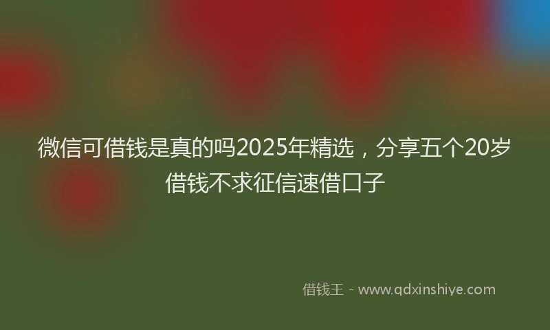 微信可借钱是真的吗2025年精选，分享五个20岁借钱不求征信速借口子