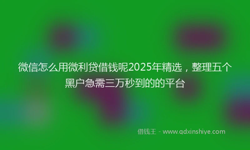 微信怎么用微利贷借钱呢2025年精选，整理五个黑户急需三万秒到的的平台