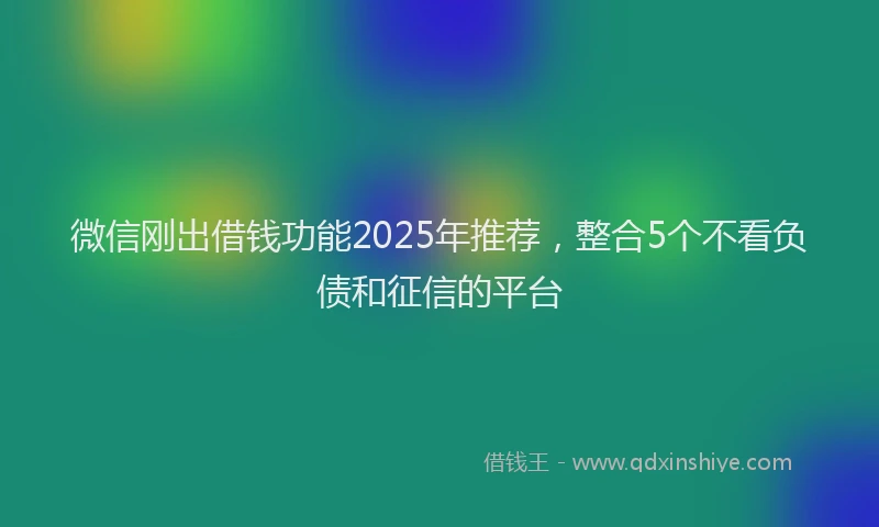 微信刚出借钱功能2025年推荐，整合5个不看负债和征信的平台