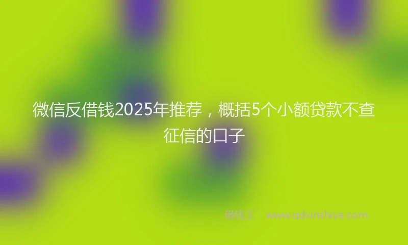 微信反借钱2025年推荐，概括5个小额贷款不查征信的口子