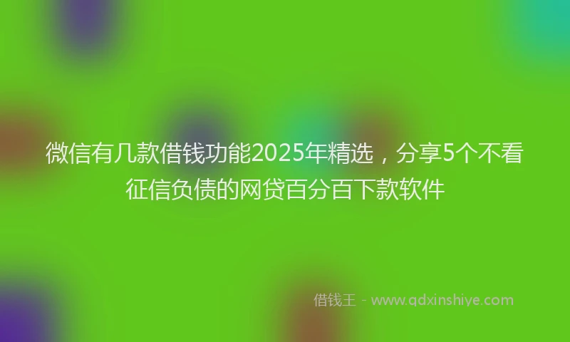 微信有几款借钱功能2025年精选，分享5个不看征信负债的网贷百分百下款软件