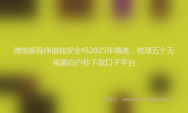 微信新程序借钱安全吗2025年精选，梳理五个无视黑白户秒下款口子平台