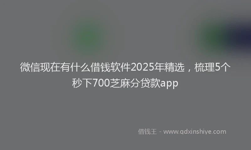 微信现在有什么借钱软件2025年精选，梳理5个秒下700芝麻分贷款app