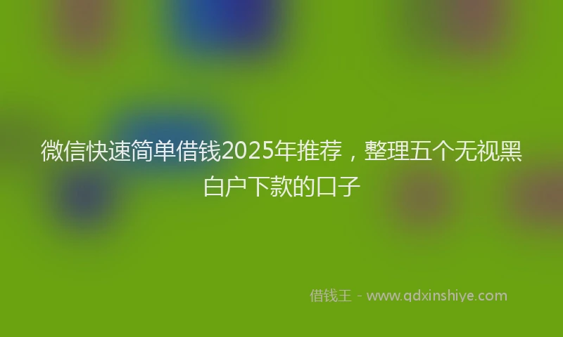微信快速简单借钱2025年推荐，整理五个无视黑白户下款的口子