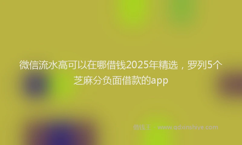 微信流水高可以在哪借钱2025年精选，罗列5个芝麻分负面借款的app