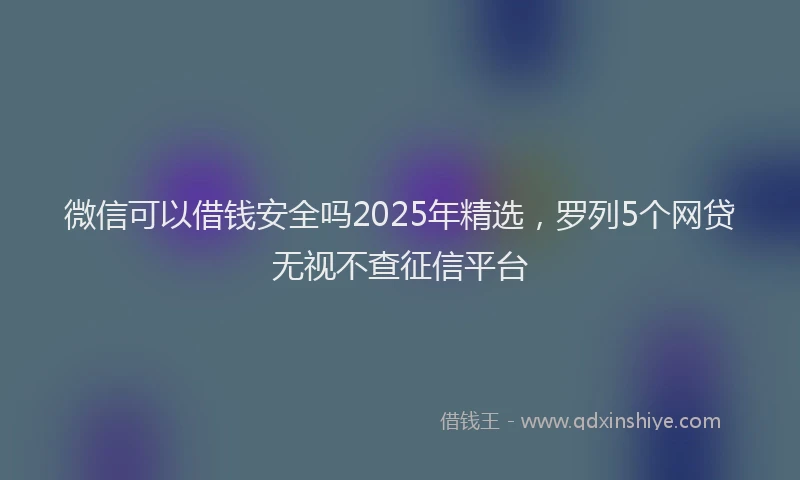 微信可以借钱安全吗2025年精选，罗列5个网贷无视不查征信平台