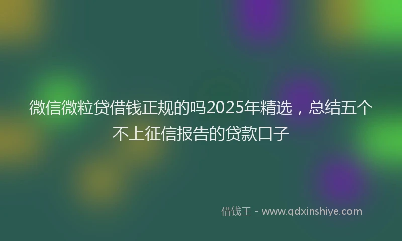 微信微粒贷借钱正规的吗2025年精选，总结五个不上征信报告的贷款口子