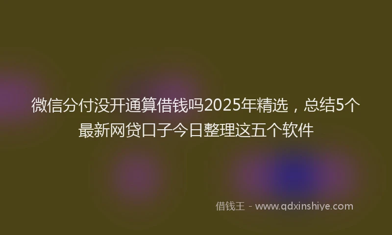 微信分付没开通算借钱吗2025年精选，总结5个最新网贷口子今日整理这五个软件