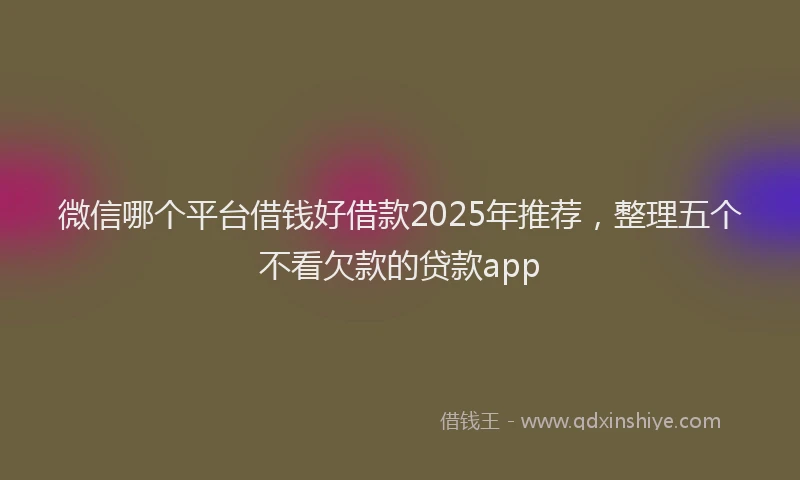 微信哪个平台借钱好借款2025年推荐，整理五个不看欠款的贷款app