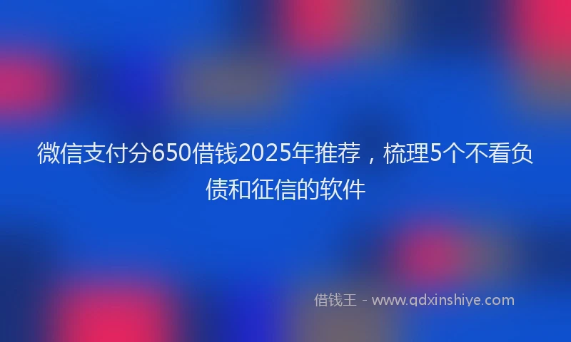 微信支付分650借钱2025年推荐，梳理5个不看负债和征信的软件