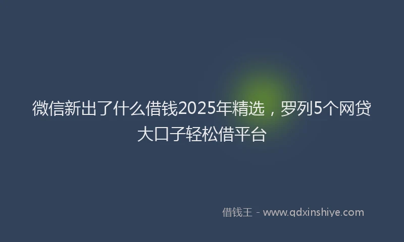 微信新出了什么借钱2025年精选，罗列5个网贷大口子轻松借平台