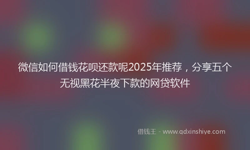 微信如何借钱花呗还款呢2025年推荐，分享五个无视黑花半夜下款的网贷软件