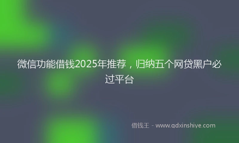 微信功能借钱2025年推荐，归纳五个网贷黑户必过平台