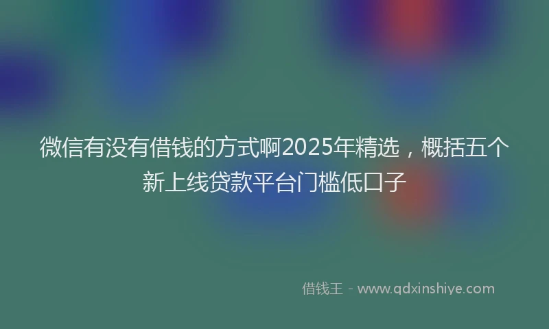 微信有没有借钱的方式啊2025年精选，概括五个新上线贷款平台门槛低口子