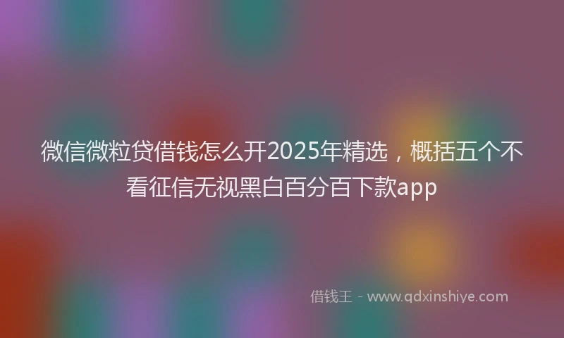 微信微粒贷借钱怎么开2025年精选，概括五个不看征信无视黑白百分百下款app
