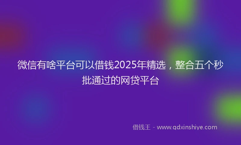 微信有啥平台可以借钱2025年精选，整合五个秒批通过的网贷平台
