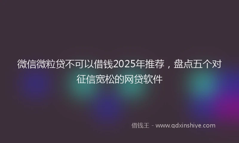 微信微粒贷不可以借钱2025年推荐，盘点五个对征信宽松的网贷软件