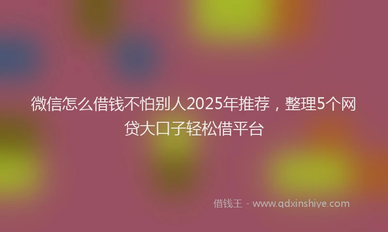 微信怎么借钱不怕别人2025年推荐，整理5个网贷大口子轻松借平台