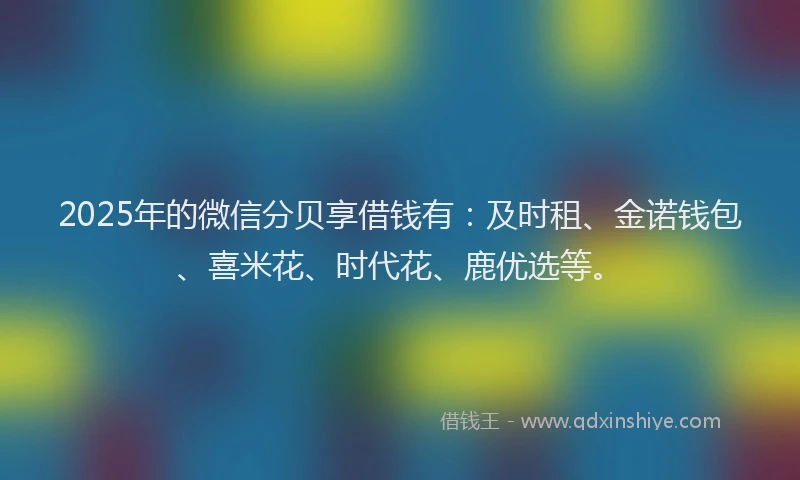 2025年的微信分贝享借钱有：及时租、金诺钱包、喜米花、时代花、鹿优选等。
