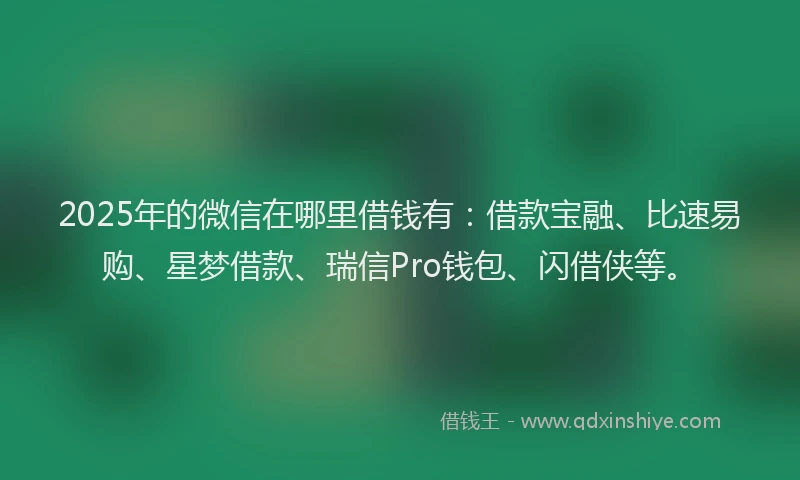2025年的微信在哪里借钱有：借款宝融、比速易购、星梦借款、瑞信Pro钱包、闪借侠等。