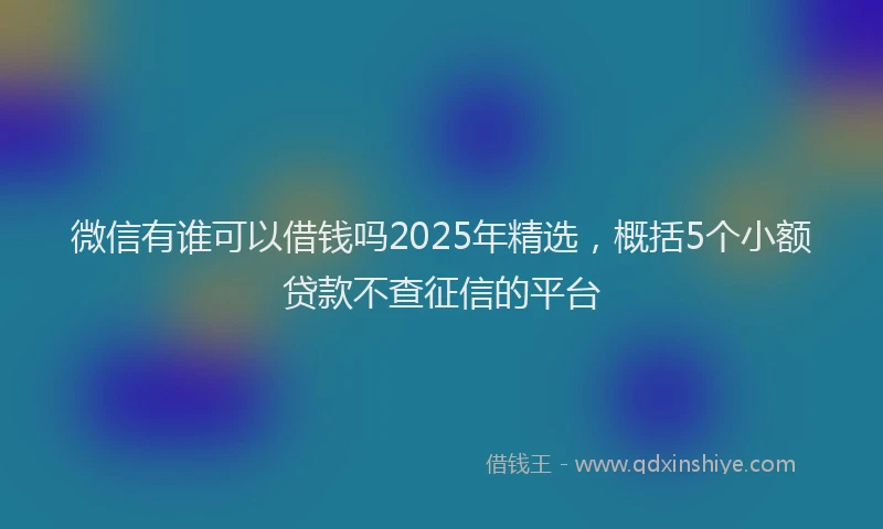 微信有谁可以借钱吗2025年精选，概括5个小额贷款不查征信的平台