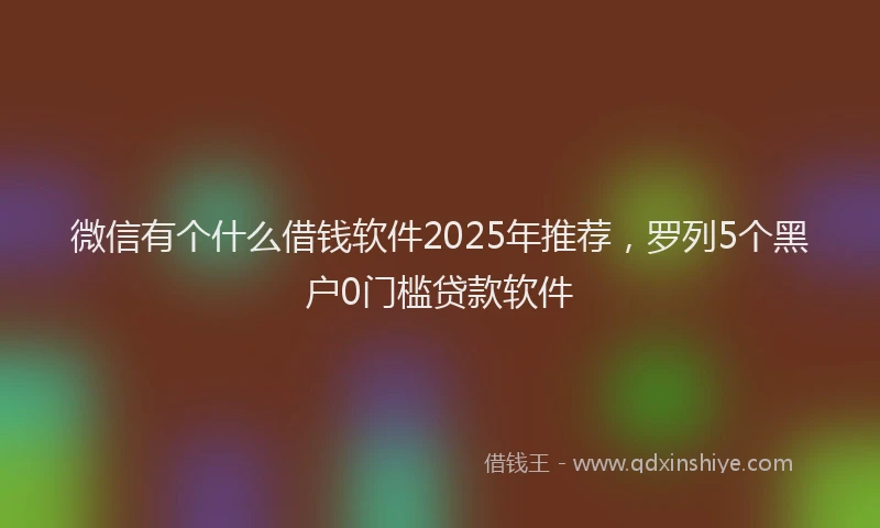 微信有个什么借钱软件2025年推荐，罗列5个黑户0门槛贷款软件