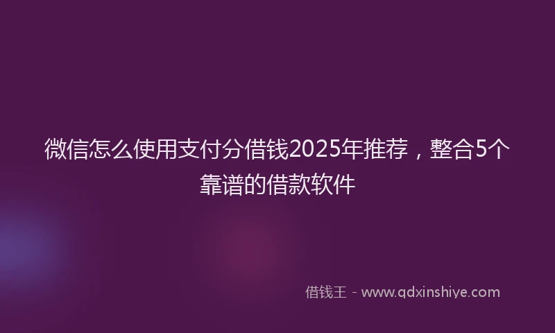微信怎么使用支付分借钱2025年推荐，整合5个靠谱的借款软件