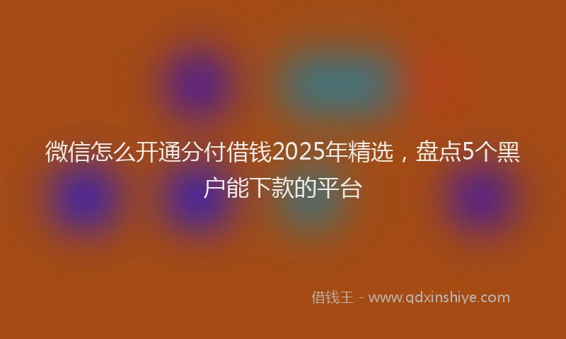 微信怎么开通分付借钱2025年精选，盘点5个黑户能下款的平台