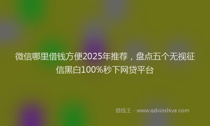 微信哪里借钱方便2025年推荐，盘点五个无视征信黑白100%秒下网贷平台