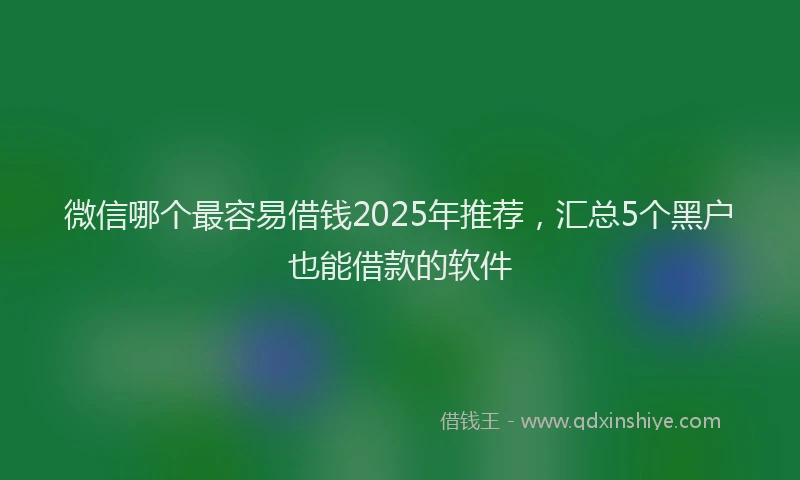 微信哪个最容易借钱2025年推荐，汇总5个黑户也能借款的软件