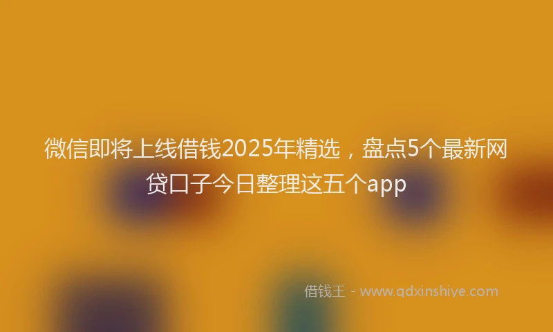 微信即将上线借钱2025年精选，盘点5个最新网贷口子今日整理这五个app