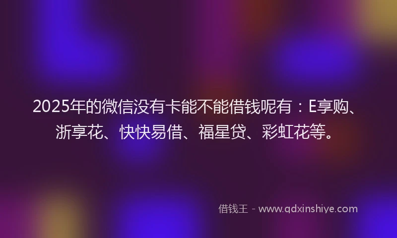 2025年的微信没有卡能不能借钱呢有：E享购、浙享花、快快易借、福星贷、彩虹花等。