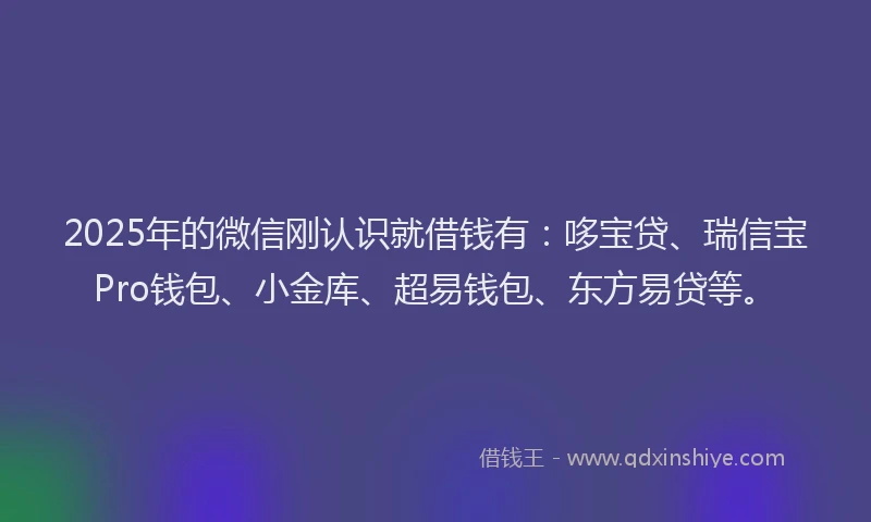 2025年的微信刚认识就借钱有：哆宝贷、瑞信宝Pro钱包、小金库、超易钱包、东方易贷等。