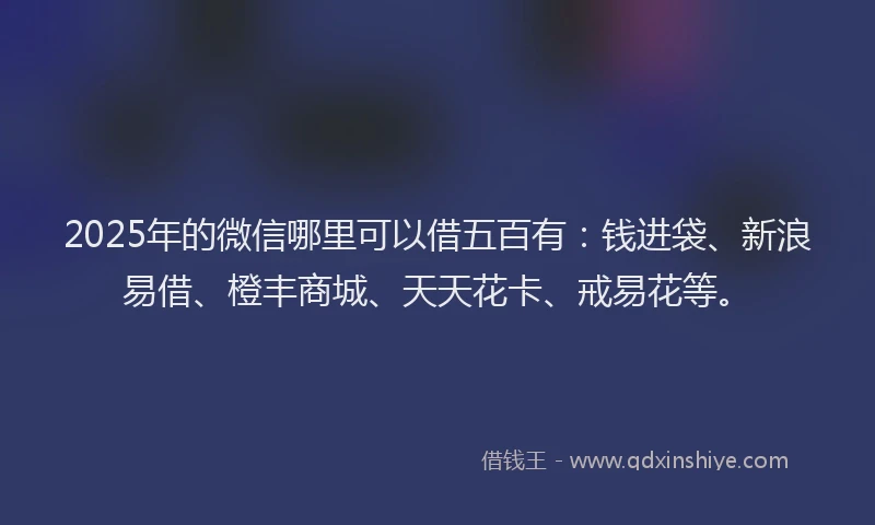 2025年的微信哪里可以借五百有：钱进袋、新浪易借、橙丰商城、天天花卡、戒易花等。