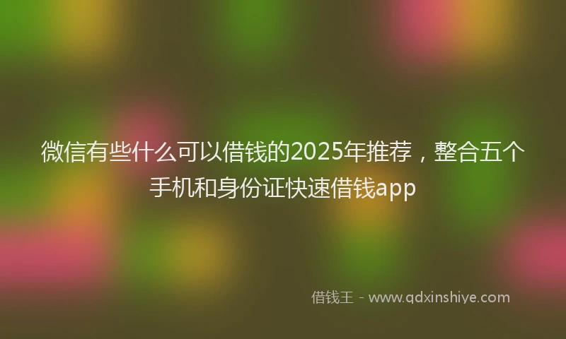微信有些什么可以借钱的2025年推荐，整合五个手机和身份证快速借钱app