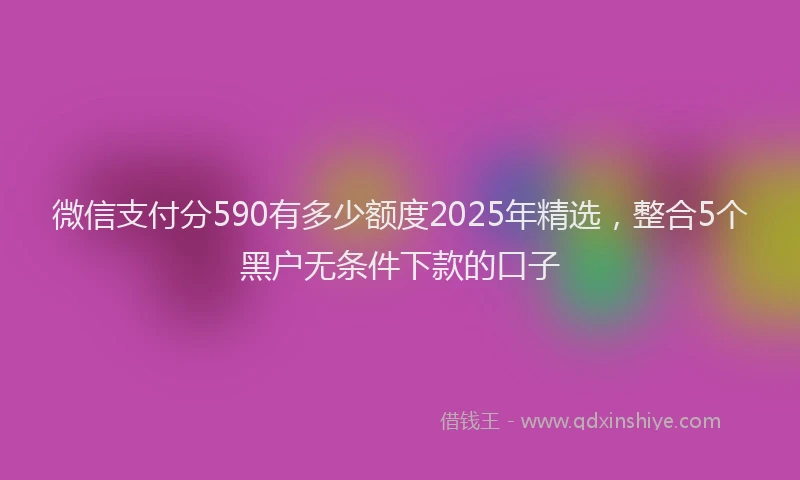 微信支付分590有多少额度2025年精选，整合5个黑户无条件下款的口子