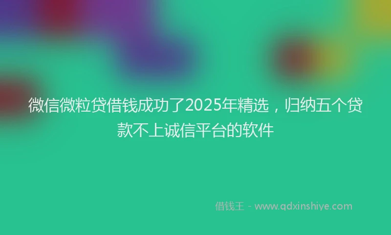 微信微粒贷借钱成功了2025年精选，归纳五个贷款不上诚信平台的软件