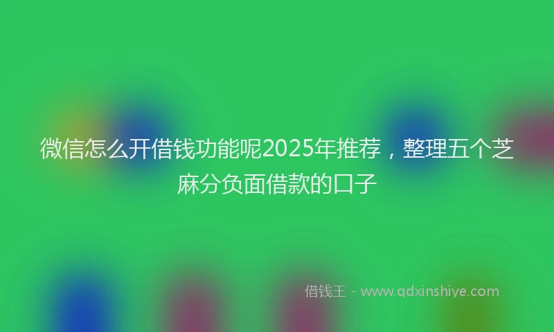 微信怎么开借钱功能呢2025年推荐，整理五个芝麻分负面借款的口子