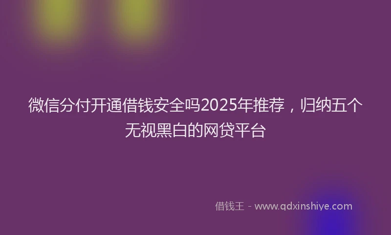 微信分付开通借钱安全吗2025年推荐，归纳五个无视黑白的网贷平台