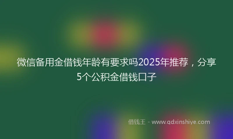 微信备用金借钱年龄有要求吗2025年推荐，分享5个公积金借钱口子