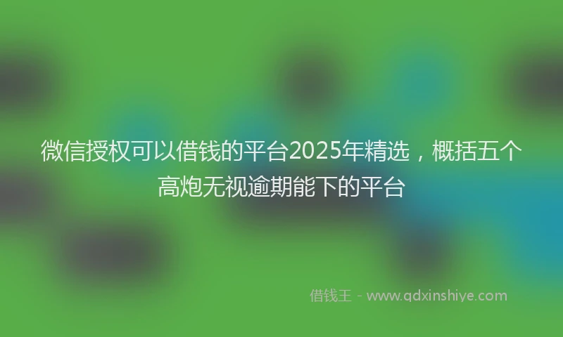 微信授权可以借钱的平台2025年精选，概括五个高炮无视逾期能下的平台