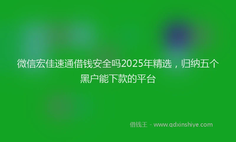 微信宏佳速通借钱安全吗2025年精选，归纳五个黑户能下款的平台