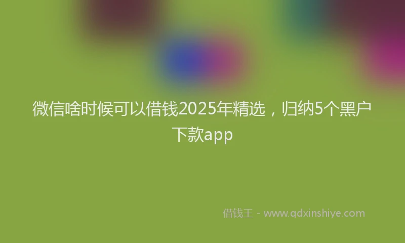 微信啥时候可以借钱2025年精选，归纳5个黑户下款app
