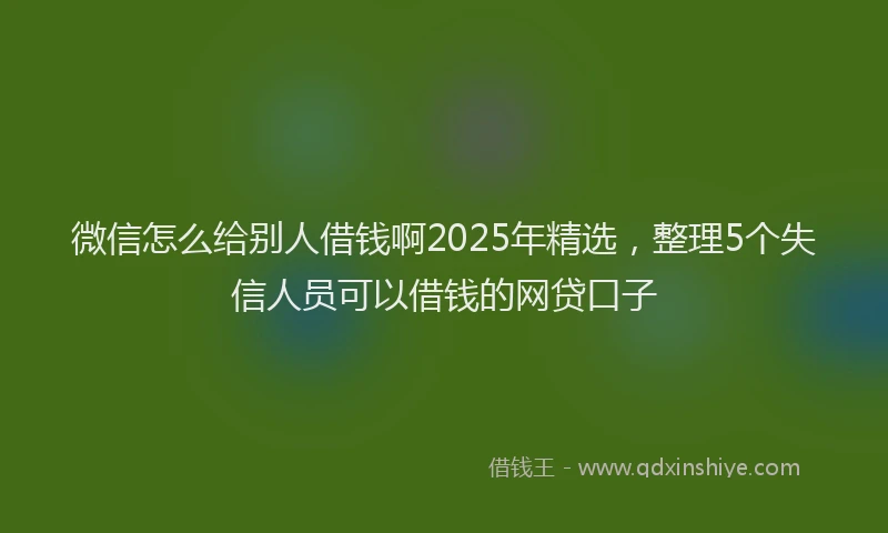 微信怎么给别人借钱啊2025年精选，整理5个失信人员可以借钱的网贷口子